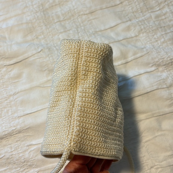 THE SAK woven lined mini purse bag crochet handle interior zippered pocket cream - Picture 11 of 15